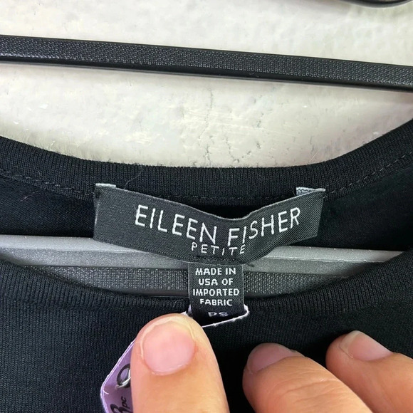 Eileen Fisher Black Shirt Tunic Top size Petite Small - Picture 4 of 8